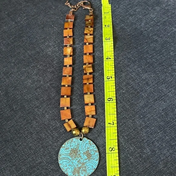 Elegant Turquoise and Brown Necklace - Picture 2 of 5
